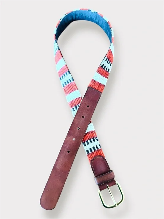 Lucky Brand Woven Leather Trim Belt 29-33 Inches - Picture 4 of 12